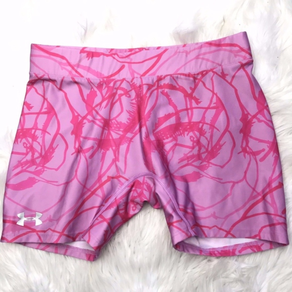 Under Armour Printed Stretch Workout Shorty Shorts